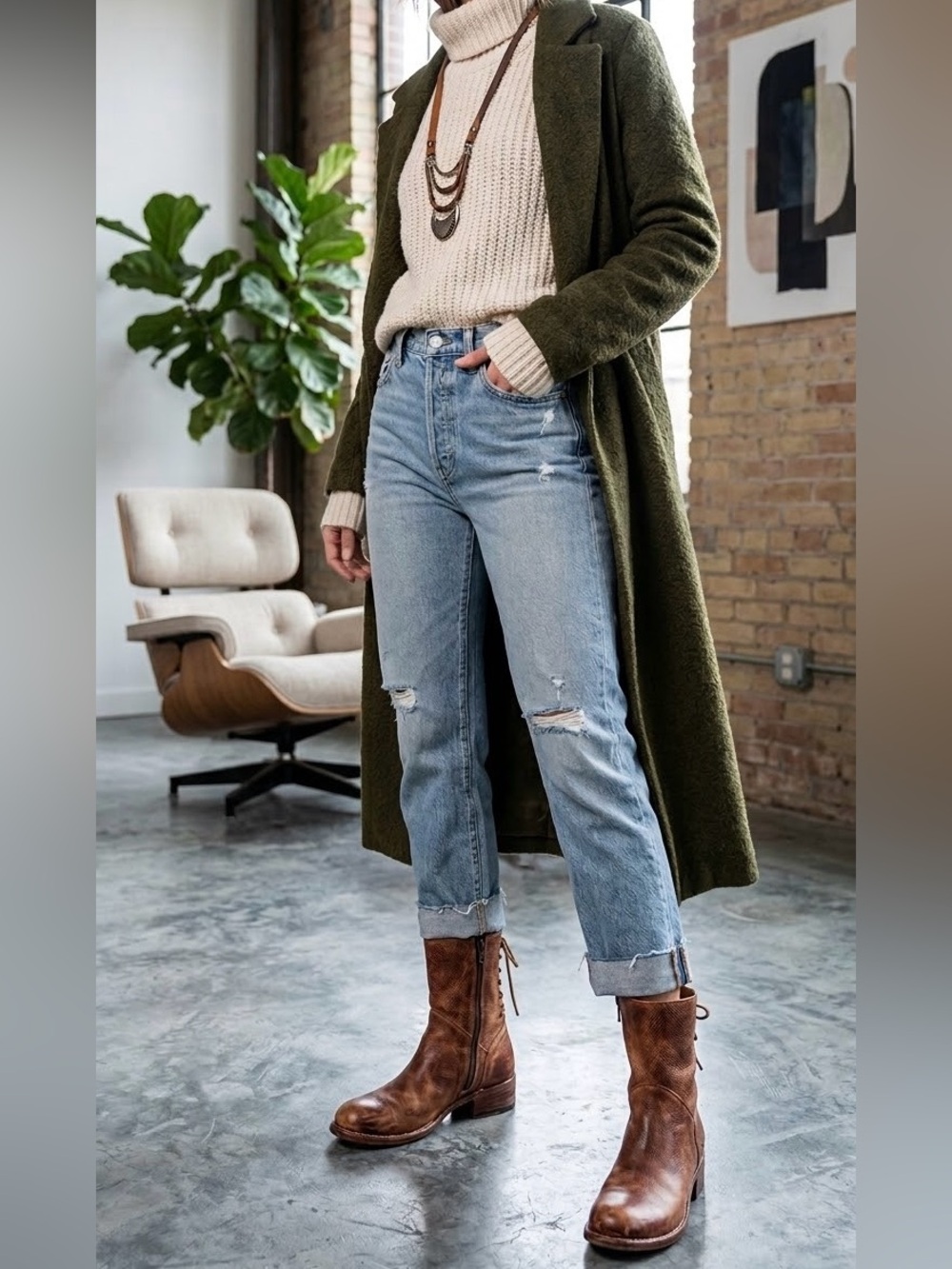 Bed Stu Distressed Brown Leather Lace-Up Heeled Boots